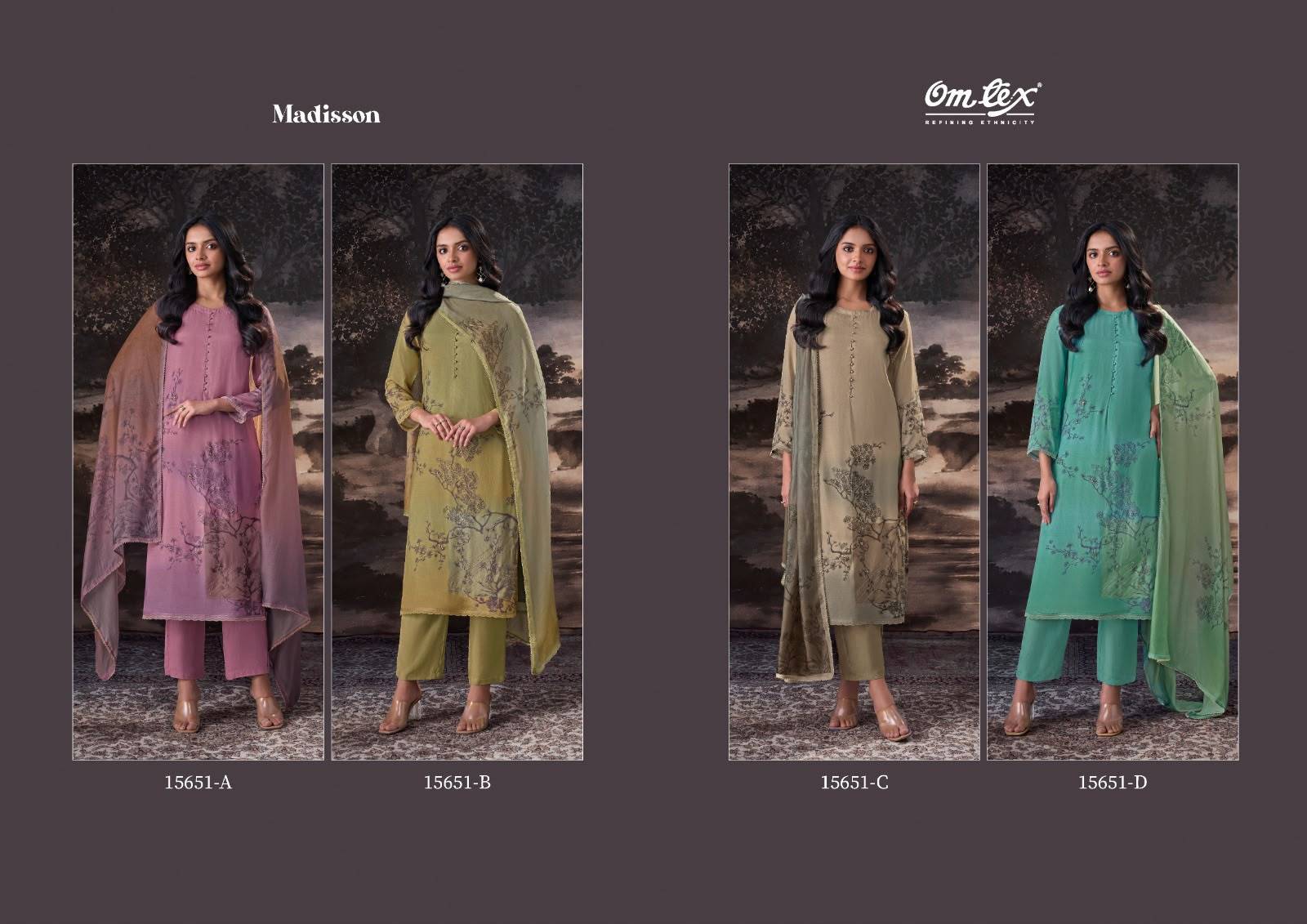 MADISSON By Om Tex 15651 Series Beautiful Festive Suits Stylish Colorful Fancy Casual Wear & Ethnic Wear Muslin Silk Dresses At Wholesale Price